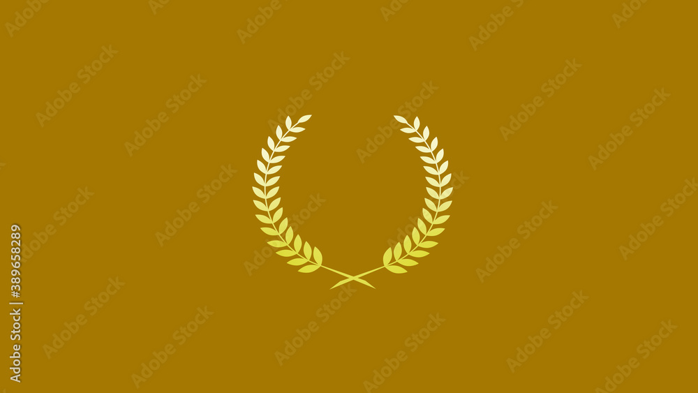 Amazing white and yellow color gradient wheat icon on brown background, New wreath logo icon