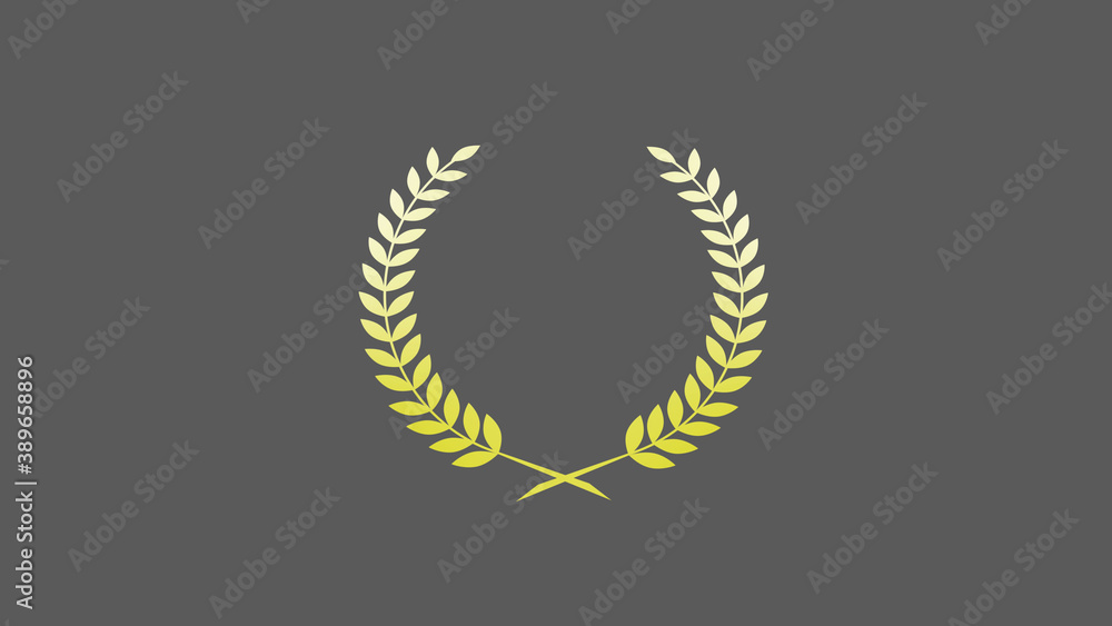 White and yellow gradient wreath icon on gray background, Wheat icon White and yellow gradient wreath icon on gray background, Wheat icon