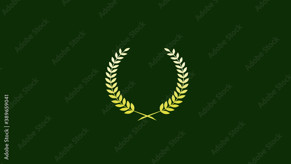 New yellow and white color gradient wheat icon on green dark background, Wreath icon New yellow and white color gradient wheat icon on green dark background, Wreath icon