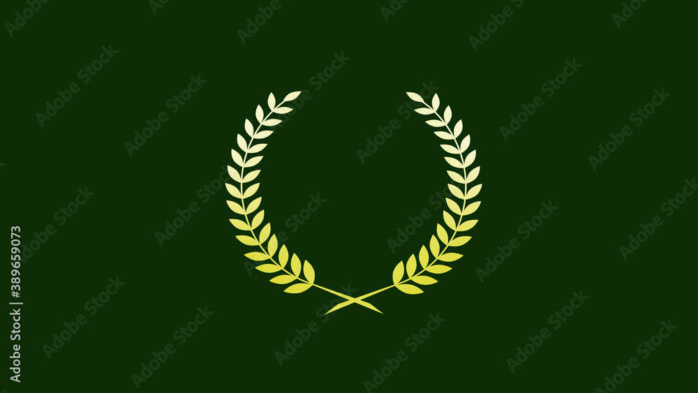 New yellow and white color gradient wheat icon on green dark background, Wreath icon New yellow and white color gradient wheat icon on green dark background, Wreath icon