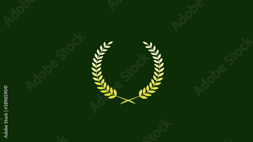 New yellow and white color gradient wheat icon on green dark background, Wreath icon