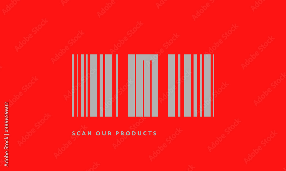 Premade barcode logo initials monogram silver modern bar code on red background Premade barcode logo initials monogram silver modern bar code on red background