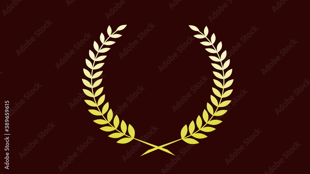 White yellow gradient wheat icon on red dark background, Wreath icon White yellow gradient wheat icon on red dark background, Wreath icon