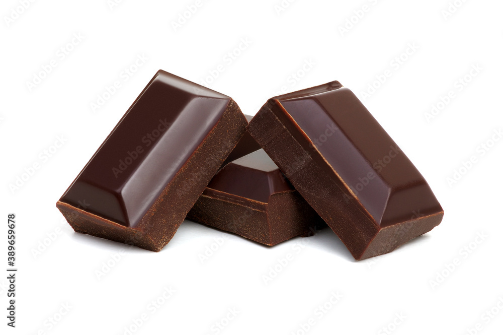 Dark chocolate bars stack isolated on white Dark chocolate bars stack isolated on white
