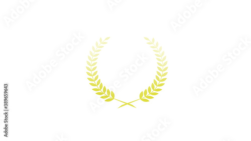 Yellow gradient wheat icon on white background, Gradient wreath icon