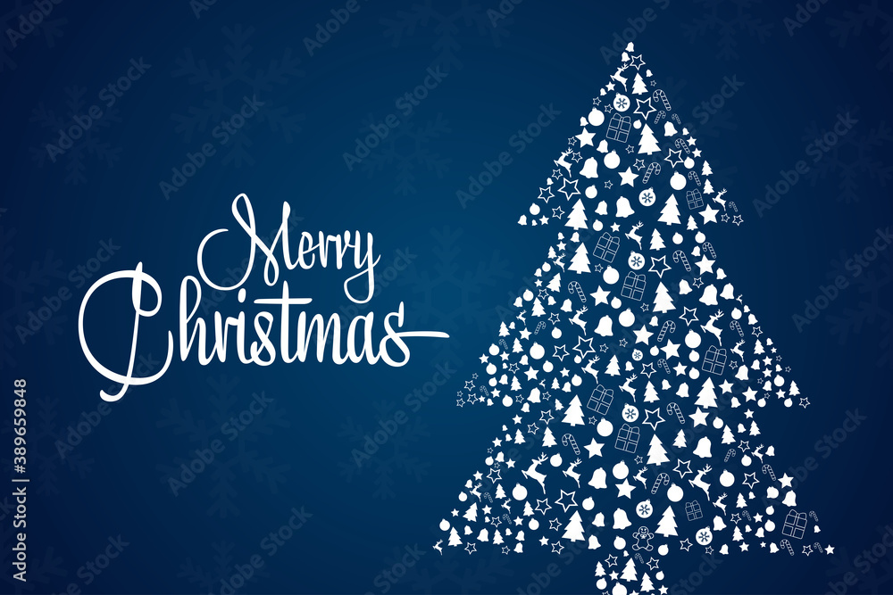 Merry Christmas and Happy New Year. Holiday concept. Template for background, banner, card, poster with text inscription. Vector EPS10 illustration.