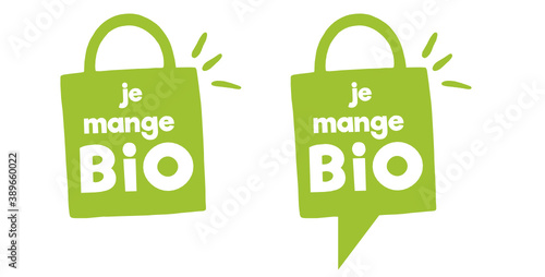 Achat bio, sac de course, logo concept