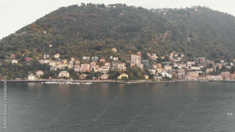 Como lake also know as Lario, Lombardy, Italy. Aerial view of lakeside villas Como lake also know as Lario, Lombardy, Italy. Aerial view of lakeside villas