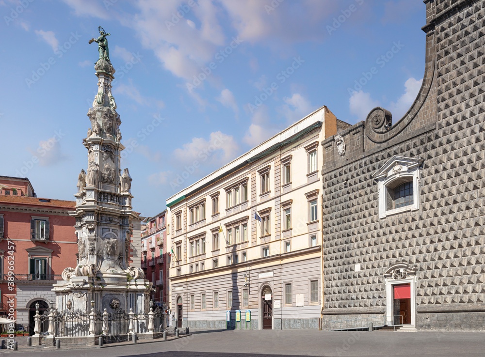 Naples, Italy, the Obelisk of the Immaculate Conception, piazza del Gesù Nuovo