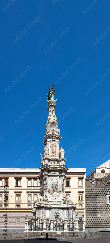 Italy, Naples, the Immaculate conception obelisk, nobody