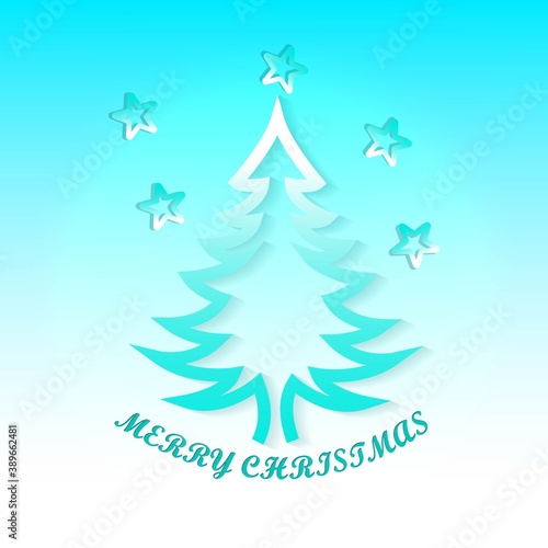 
Christmas tree and Merry Christmas greetings for wallpaper
