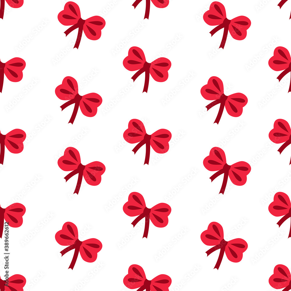 Merry Christmas  seamless pattern. Xmas wrapping paper, postcard. Vector illustration of Santa, candy cane, bow, text