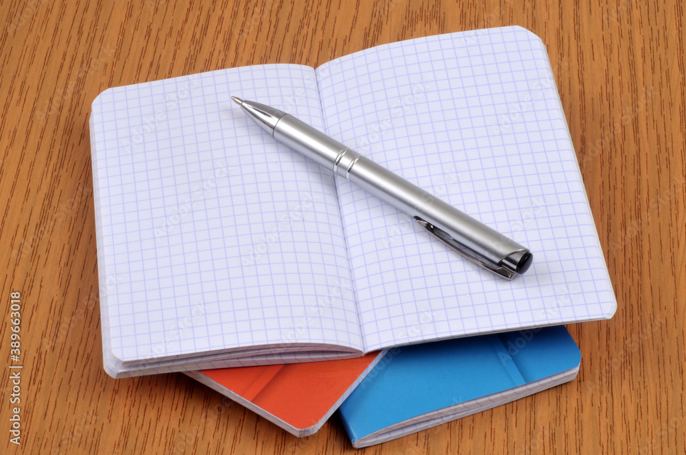 Stylo sur des carnets posés sur un bureau Stylo sur des carnets posés sur un bureau