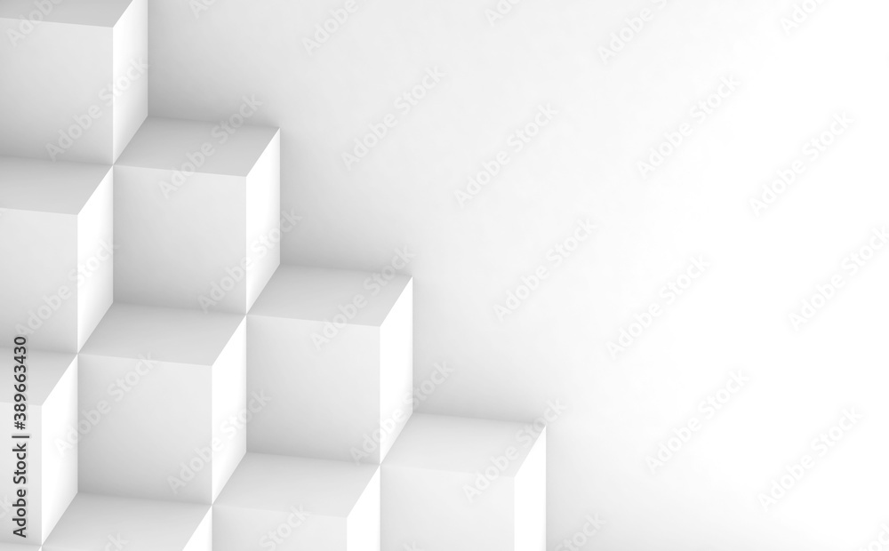 3d white cubes pattern over blank wall background