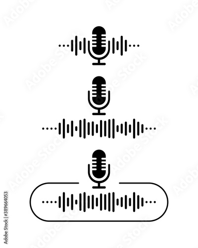 Podcast concept. Thin line icon. Abstract icon. White background. Modern sound wave equalizer. Vector illustration.