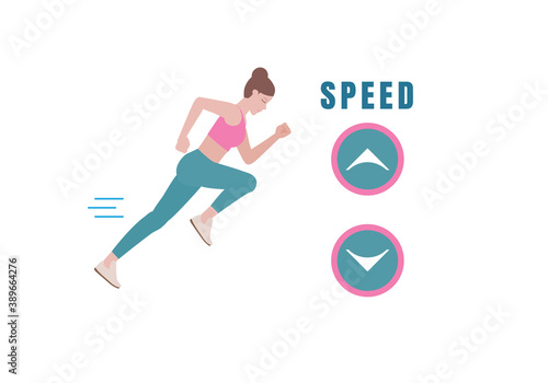 Symbol Speed the treadmill gradient. arrow press to speed up.to help you lose some kilos as well as perform essential cardio exercises. Fitness and health concepts. illustration in cartoon style.