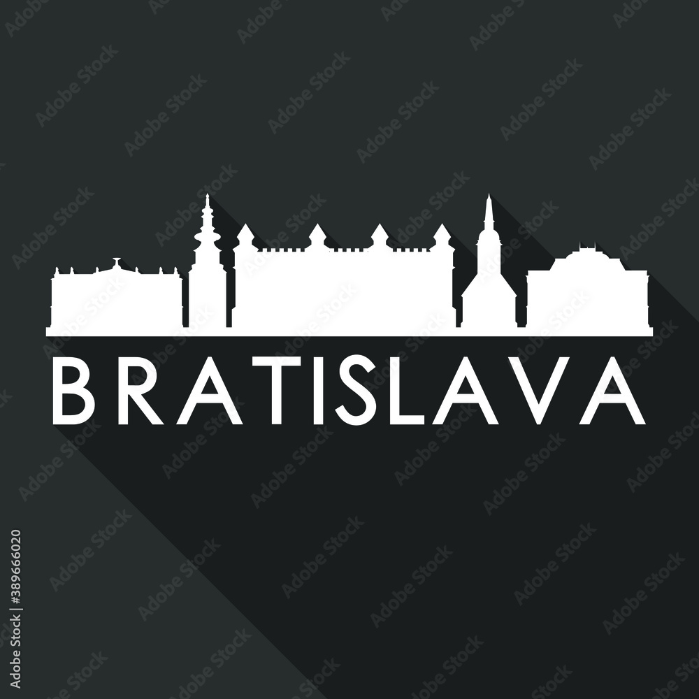 Bratislava Slovakia Flat Icon Skyline. Silhouette Design City Vector Art. Famous Buildings Vector.