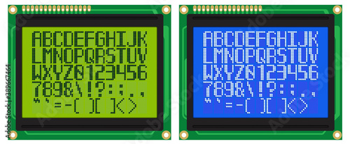 Latin Font for Green and Blue LCD Displays With Dot-Matrix