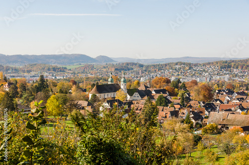 Arlesheim, Dom, Birstal, Birsebene, Dorf, Ermitage, Herbst, Herbstlaub, Herbstfarben, Baselland, Schweiz 