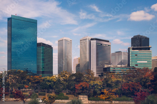 Autumn skyline of Osaka Business Park, Japan