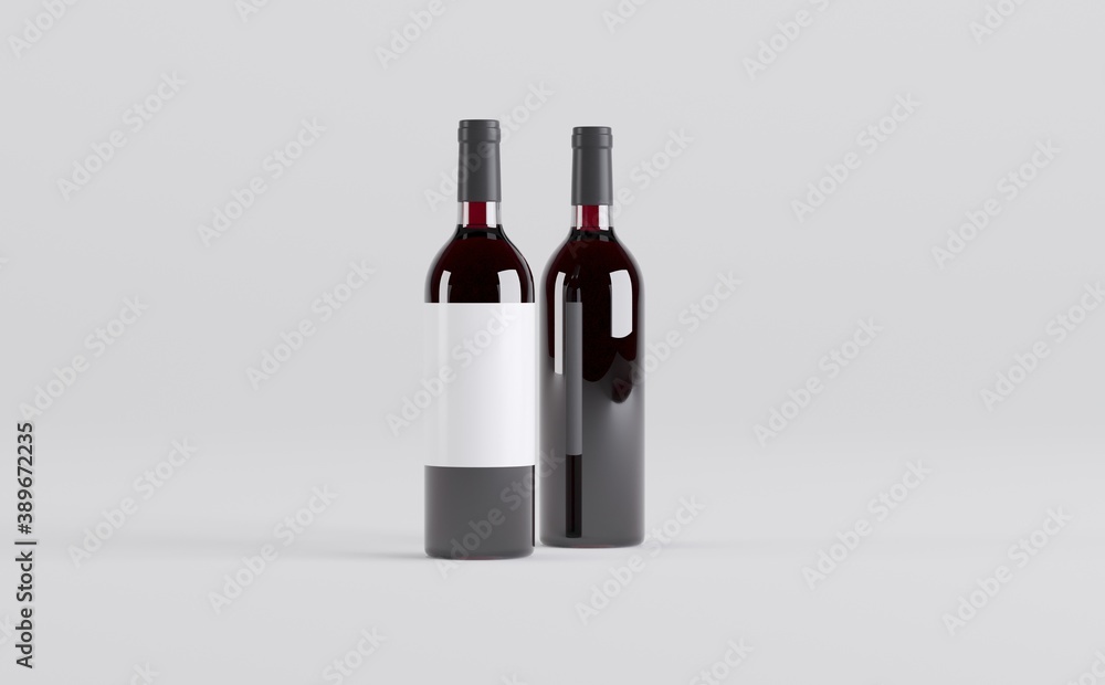 Wine Bottles Mockup 3D Illustration Wine Bottles Mockup 3D Illustration