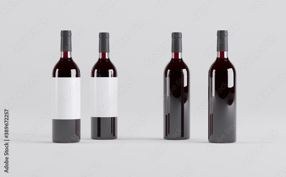 Wine Bottles Mockup 3D Illustration Wine Bottles Mockup 3D Illustration