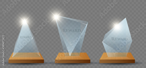 Clear glass trophy reward set