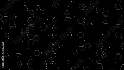 Looping hexagon 2D shape animation.Seamlessly animated shapes.2D graphic.Black and white background for alpha, lume matte.Type 2 photo
