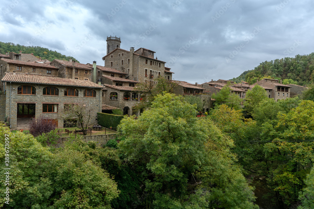 RUPIT I PRUIT, Catalonia,/Spain- 22th Oct 2019 : Old building sof  Rupit i Pruit ,municipality in the comarca of Osona in Catalonia, Spain.