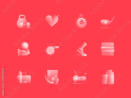 Sports and Fitness Related Alpha Icons Set