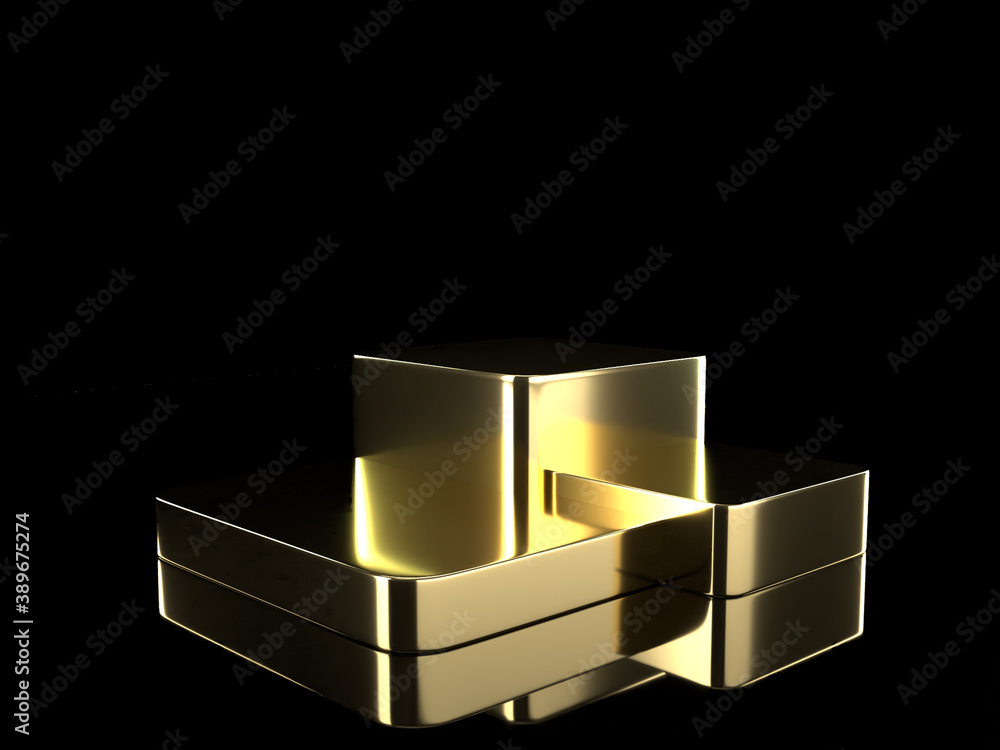 3D abstract render.luxurious platform for product display interior podium place with empty for awards ceremony use for Recommend products, promote products design on black and gold background 3D abstract render.luxurious platform for product display interior podium place with empty for awards ceremony use for Recommend products, promote products design on black and gold background