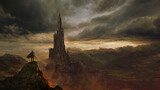 Fantasy castle landscape - digital illustration