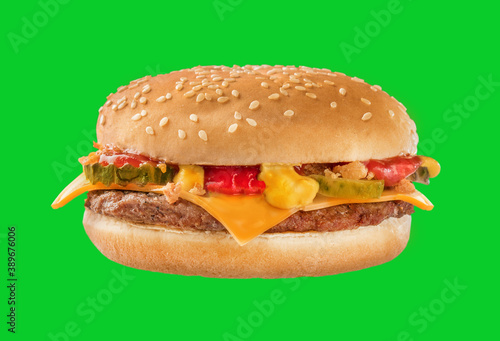 Schilderij op canvas Classic Hamburger - King , Fast Food - Cut Out Burger