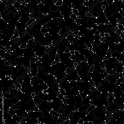 star constellation zodiac space seamless vector pattern