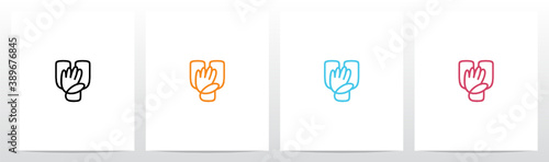 High Five Outline On Letter Logo Design Y