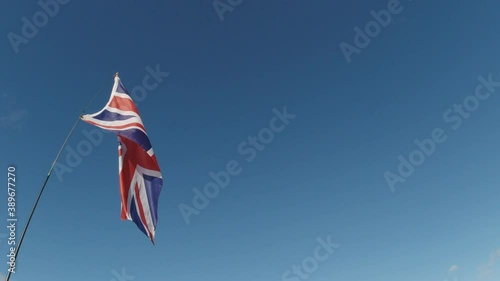 4k Video of the the Union Jack Flapping in the wind