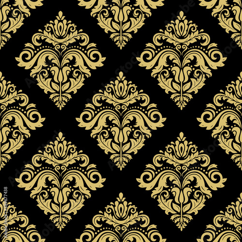 Classic seamless golden pattern. Damask orient ornament. Classic vintage background. Orient ornament for fabric  wallpaper and packaging