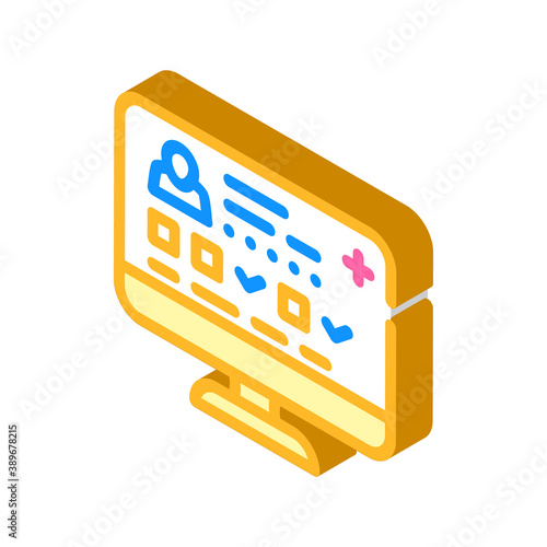digital medical card isometric icon vector illustration