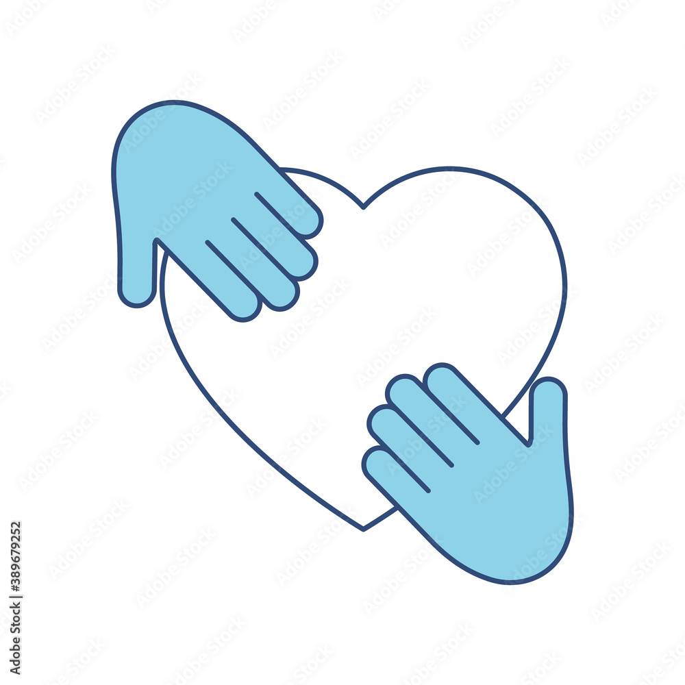 Heart blue silhouette icon on the hand isolated on the white background. Voluntary symbol illustration. Heart blue silhouette icon on the hand isolated on the white background. Voluntary symbol illustration.
