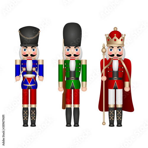 christmas toys. set of isolated nutcracker soldiers. photo