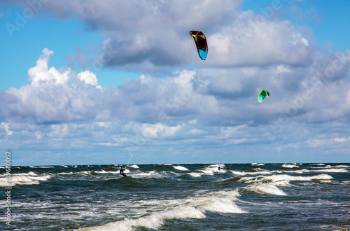Kite surfing in the sea