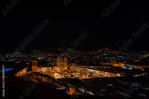 Cuzco plaza de armas at night © Casey