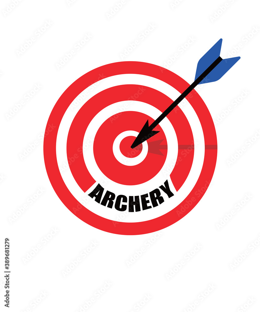 Archery graphic illustration with a red target and an arrow hitting the bullseye. Great for archers, bow hunters, bow and arrow and cross bow sports topics. Archery graphic illustration with a red target and an arrow hitting the bullseye. Great for archers, bow hunters, bow and arrow and cross bow sports topics.