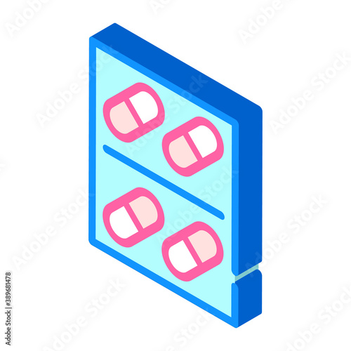 pills package isometric icon vector illustration sign