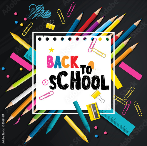 Back to school vector design concept made from pencils. modern design template with school accessories EPS10.