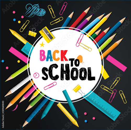 Back to school vector design concept made from pencils. modern design template with school accessories EPS10.