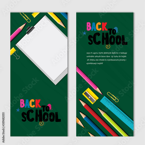 Back to school vector design concept made from pencils. modern design template with school accessories EPS10.