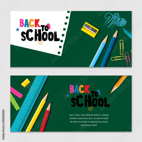 Back to school vector design concept made from pencils. modern design template with school accessories EPS10.