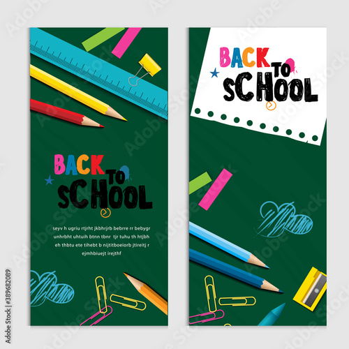 Back to school vector design concept made from pencils. modern design template with school accessories EPS10.