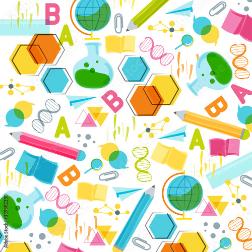 Pattern vector design concept made from pencils. modern design template with school accessories EPS10.